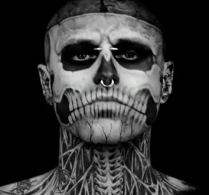 skeleton tattoo man gaga dermablend