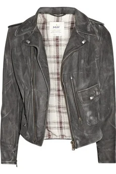 MIH Jeans Distressed Leather Biker Jacket