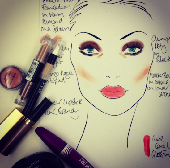 max factor makeup look face chart