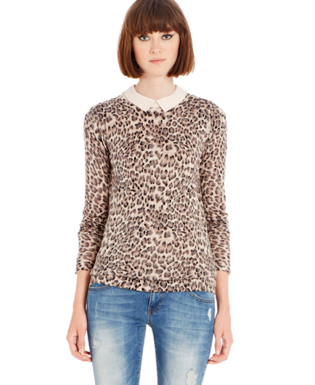 warehouse leopard print jumper