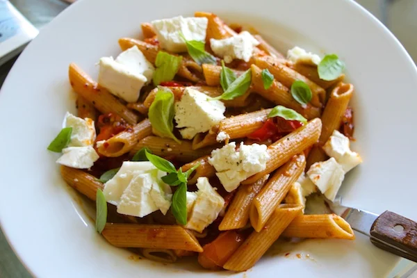 Fridge Scraps Pasta: Goat’s Cheese and Juicy Cherry Tomatoes