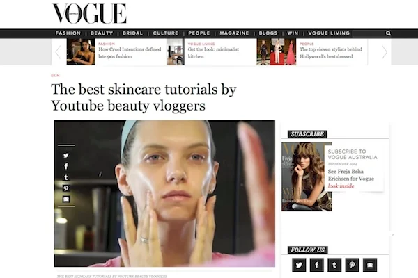A Model Recommends on Vogue Australia