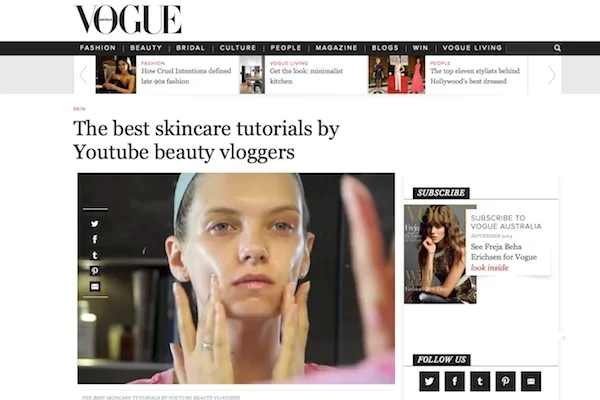 A Model Recommends on Vogue Australia…