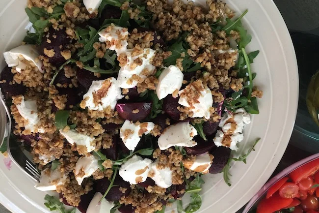 beetroot goats cheese and walnut salad