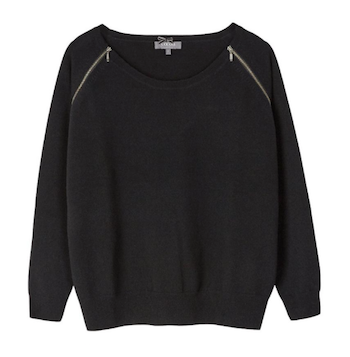 cocoa cashmere zipped sweater