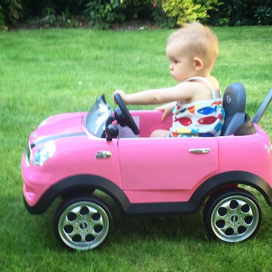 Pink mini cheap push along car