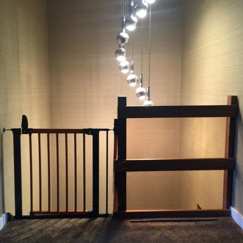 dark wood stair gate baby gate