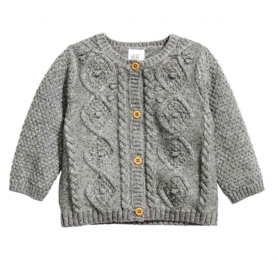 H&M baby cardigan grey cable knit