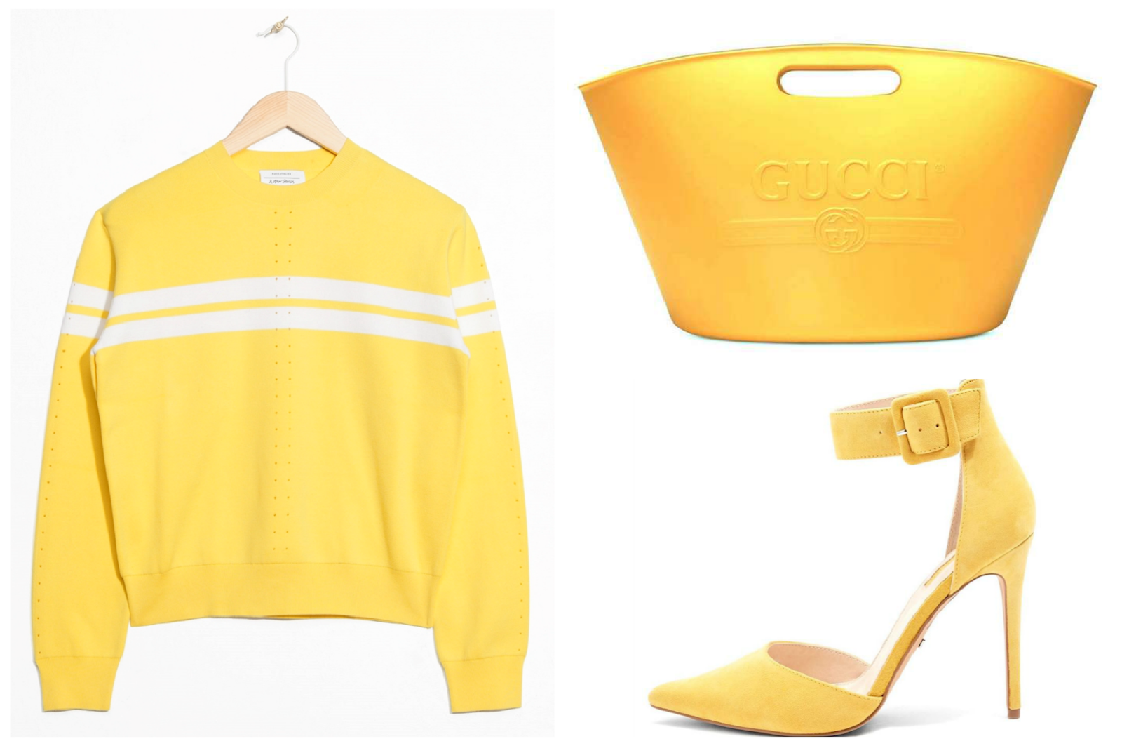 yellow bags and clothing