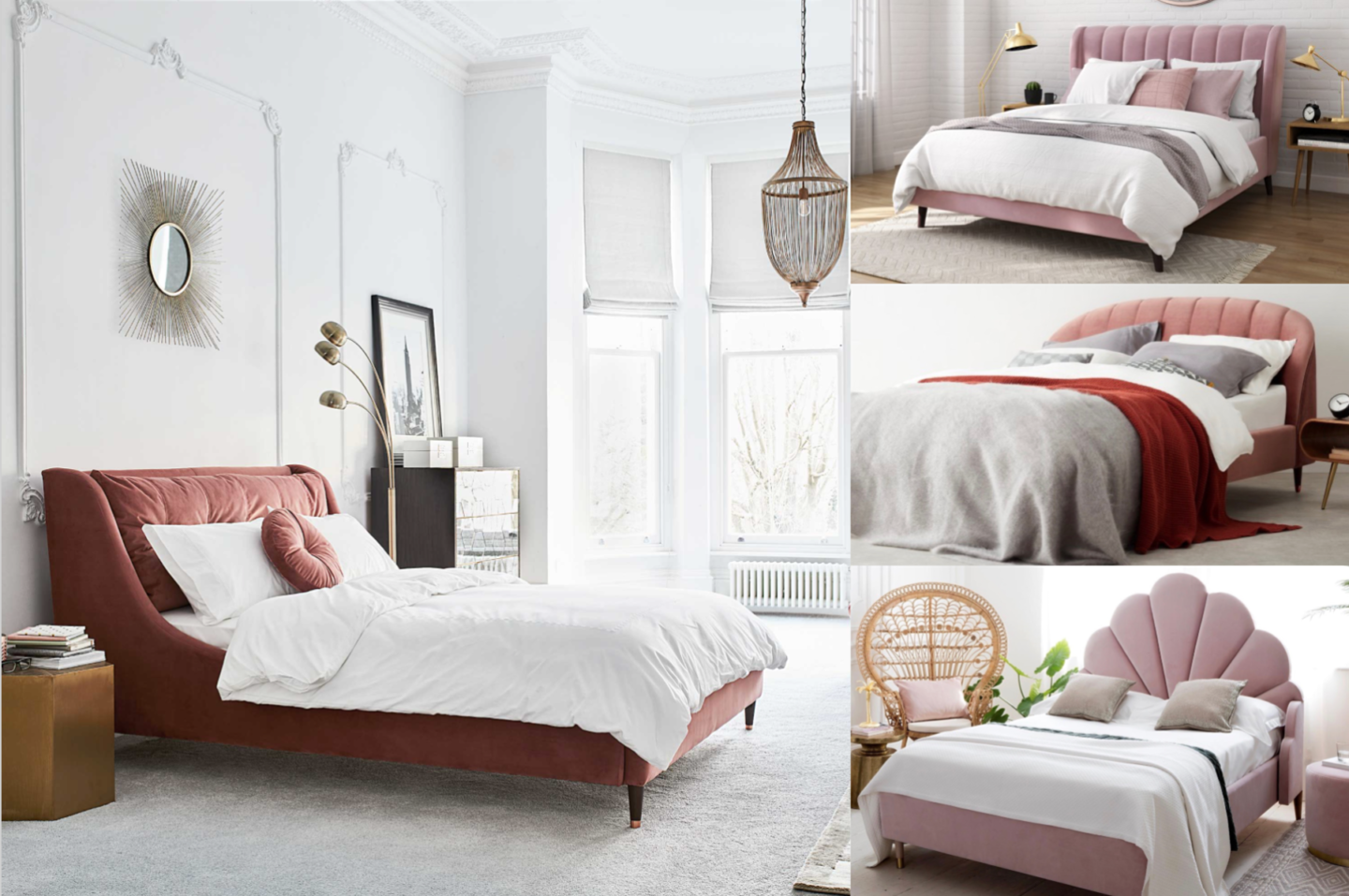 best pink upholstered velvet beds
