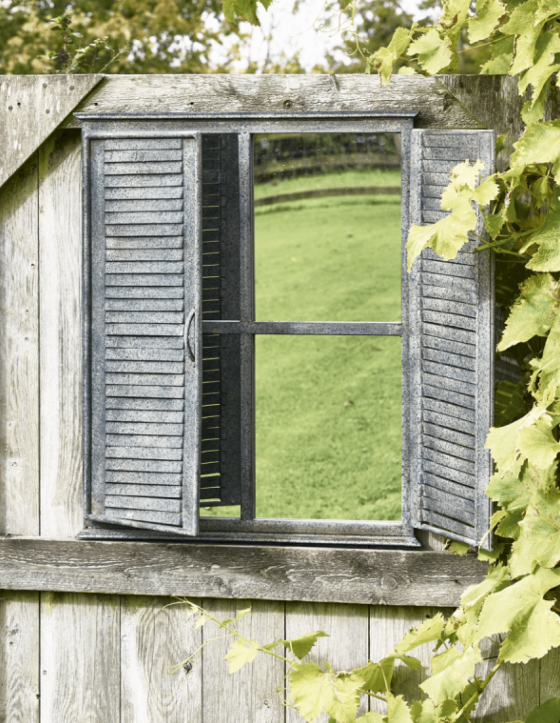 outdoor mirror window with shutter